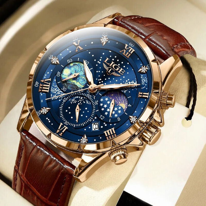 Elegante Orologio con Fase Lunare