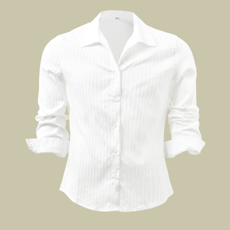 Camicia da uomo a maniche lunghe a righe con colletto in tinta unita 94598700Z