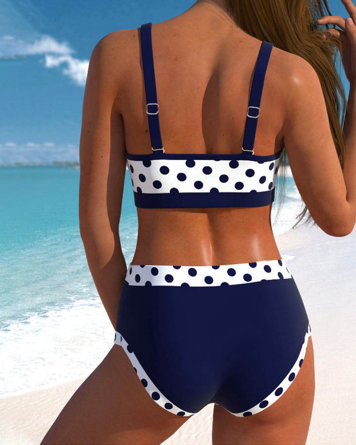 Hannah | Bikini patchwork a vita alta con pois