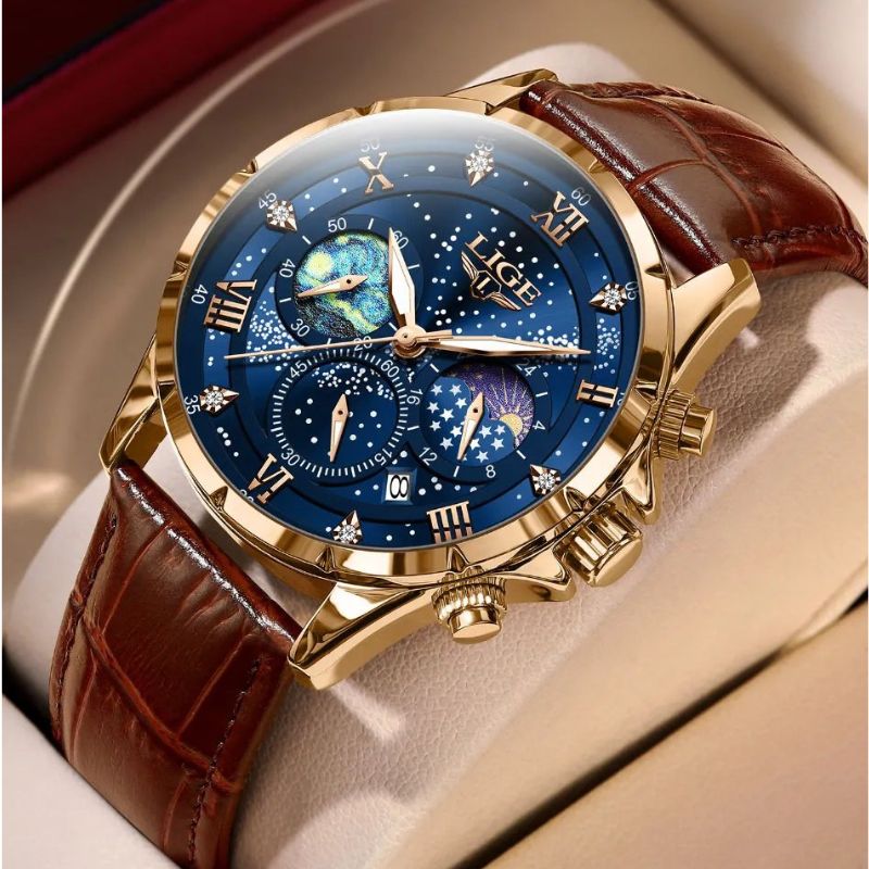 Elegante Orologio con Fase Lunare