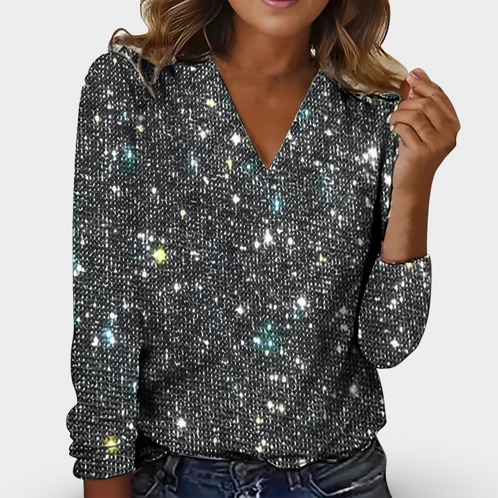 Demano™ | Women's Sequin V-Neck Top 