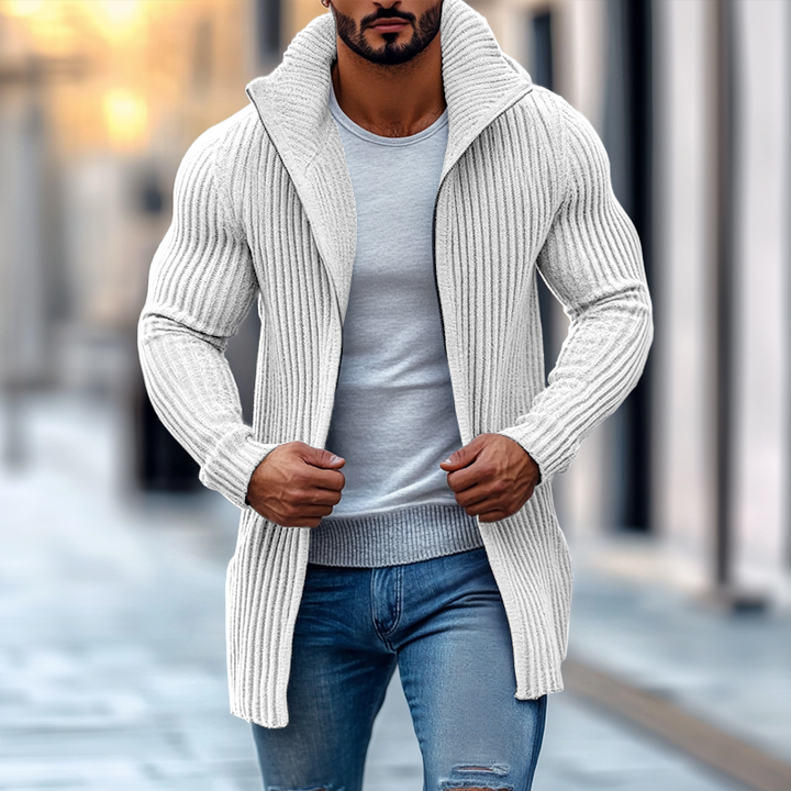 Cardigan Maglione a Collo Alto da Uomo a Righe Lunghe 70689538Z