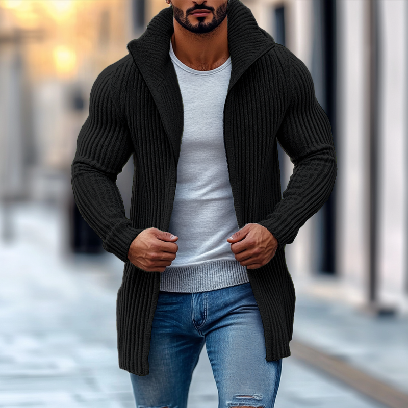 Cardigan Maglione a Collo Alto da Uomo a Righe Lunghe 70689538Z