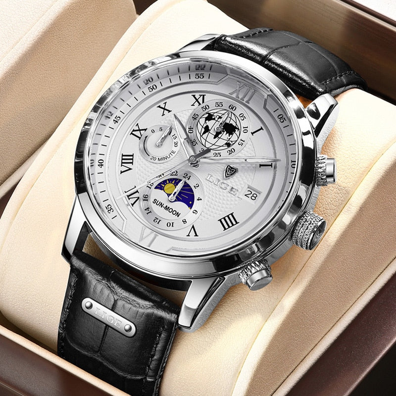 Orologio cronografo con cinturino in pelle premium