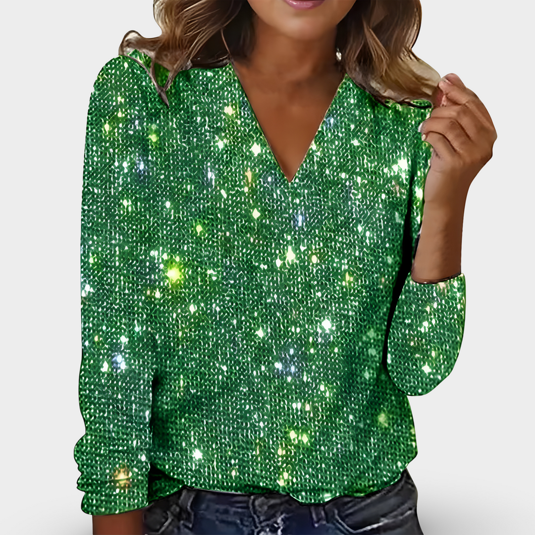 Demano™ | Women's Sequin V-Neck Top 