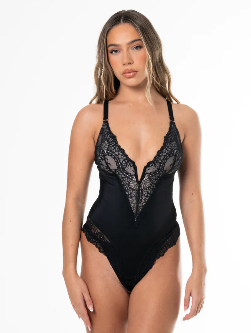 Demano™ | Deep V-Neck Lace Shapewear Bodysuit