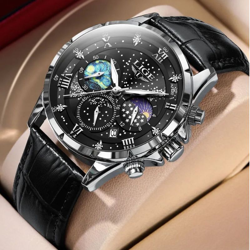 Elegante Orologio con Fase Lunare