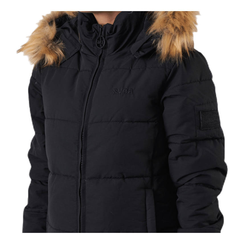 Parka Lungo Slim Imbottito Nero