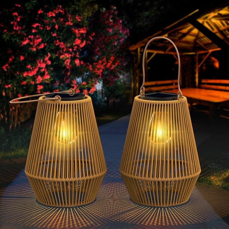 Lantern Solar in Rattan