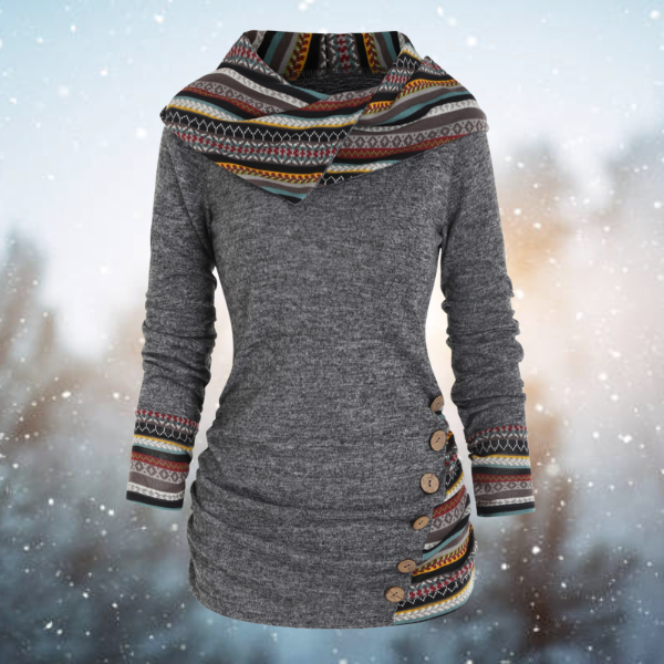 MAREN | PULLOVER CON CAPPUCCIO TRIBALE