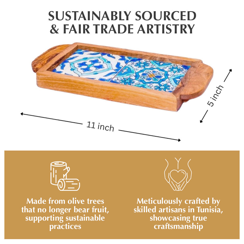 Vassoio da Servire in Legno d'Olivo con Manici Ergonomici, Design Sidi Bou