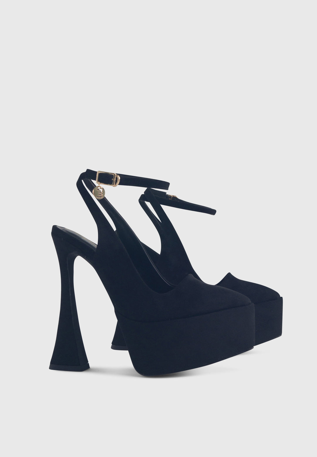 Demano Black - Pointed platform mule pumps