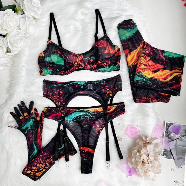 Demano™ | 5 Piece Tie Dye Lingerie Set