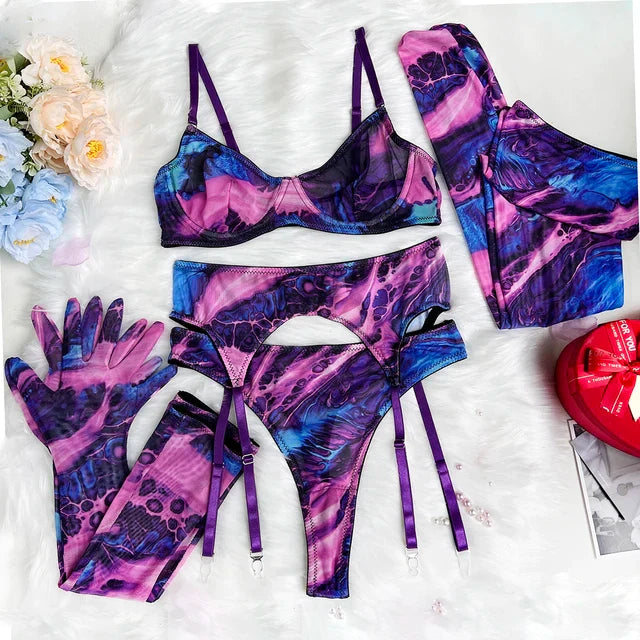 Demano™ | 5 Piece Tie Dye Lingerie Set