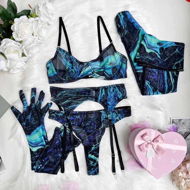 Demano™ | 5 Piece Tie Dye Lingerie Set