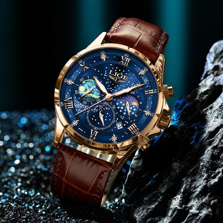 Elegante Orologio con Fase Lunare