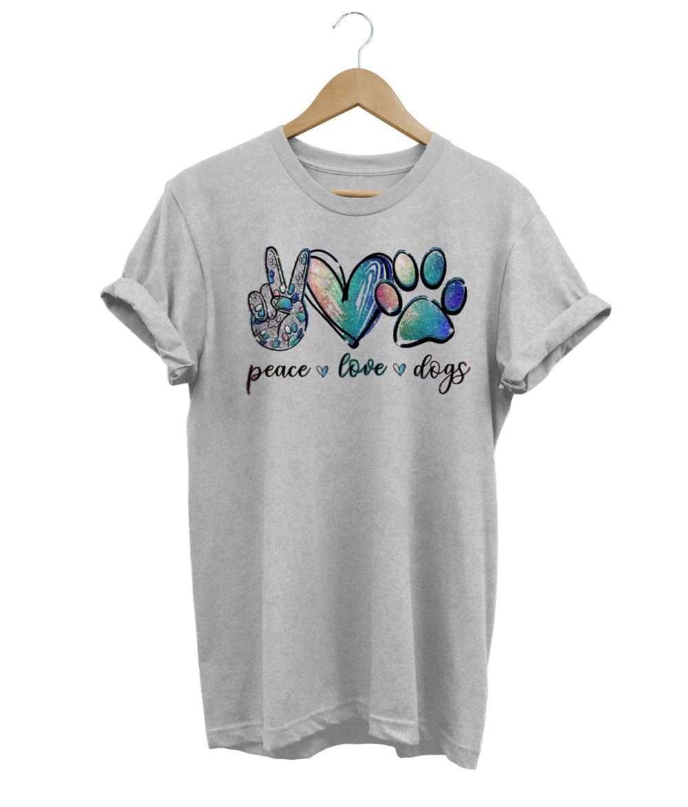 T-Shirt con Pace, Amore e Cani