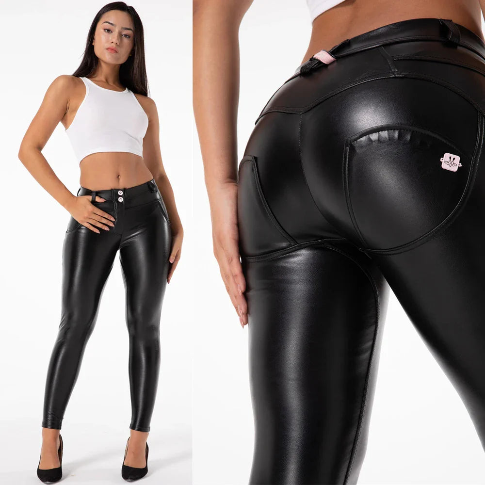 Black Faux Leather Push Up Pants – Enhance Your Butt