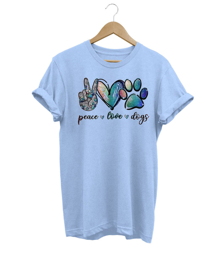 T-Shirt con Pace, Amore e Cani