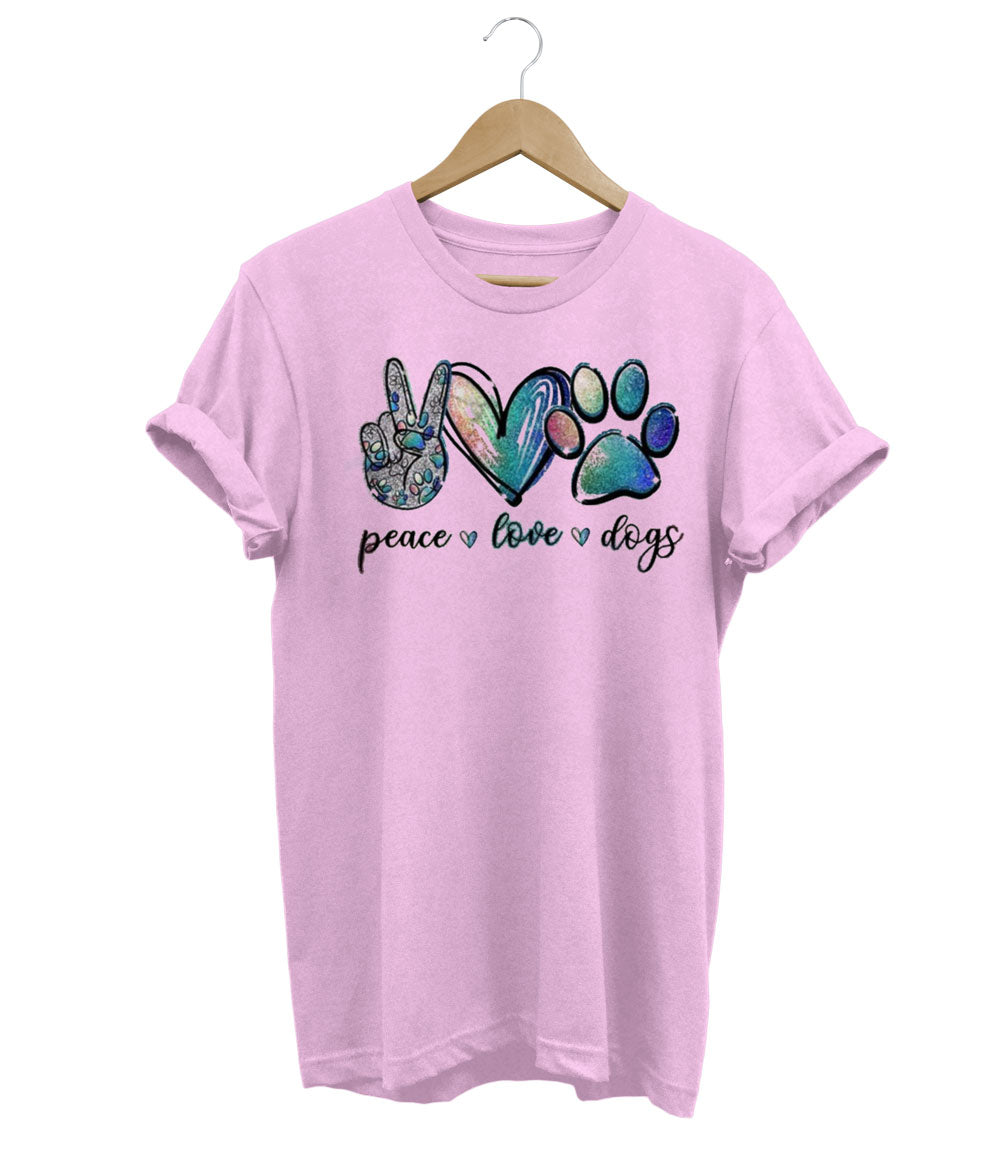 T-Shirt con Pace, Amore e Cani