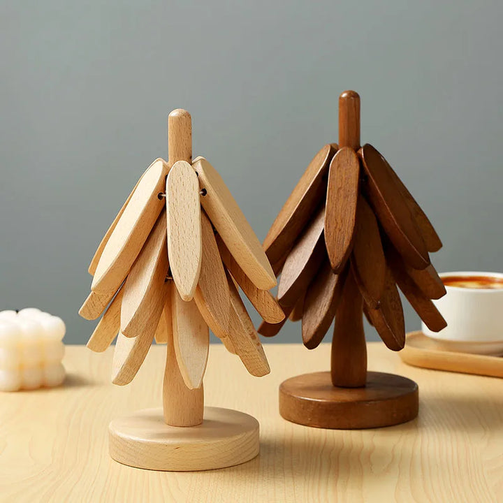 Set di Sottobicchieri in Legno a Forma di Albero