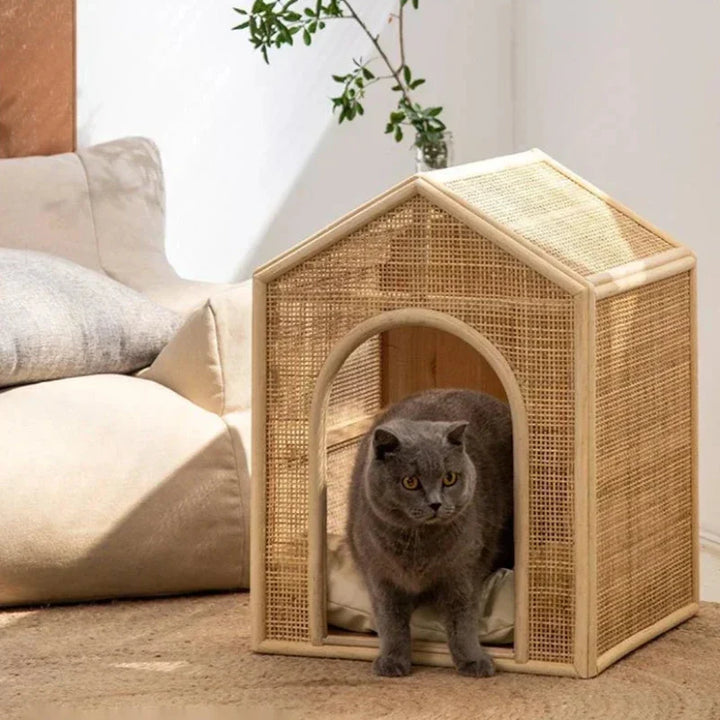 Casa per Animali in Rattan di Lusso