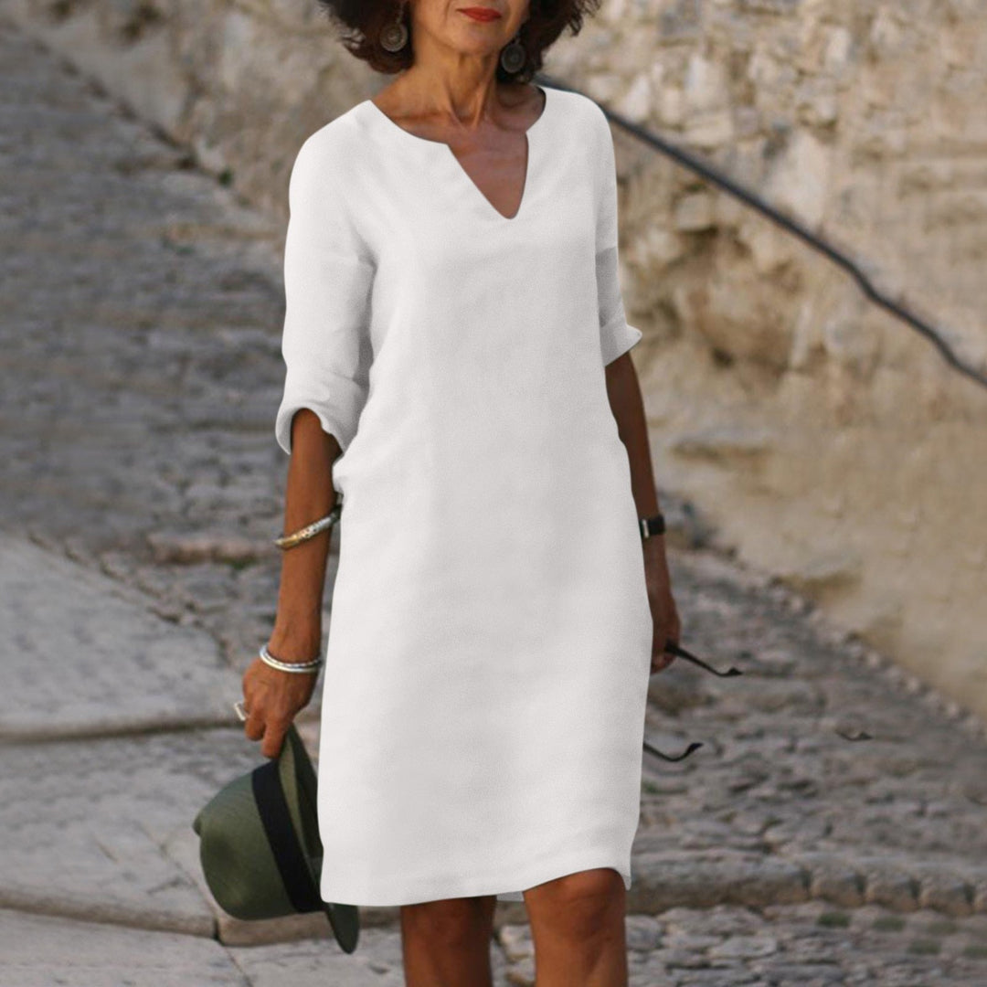 ELEANOR - ETERNALLY ELEGANT V-NECK DRESS 