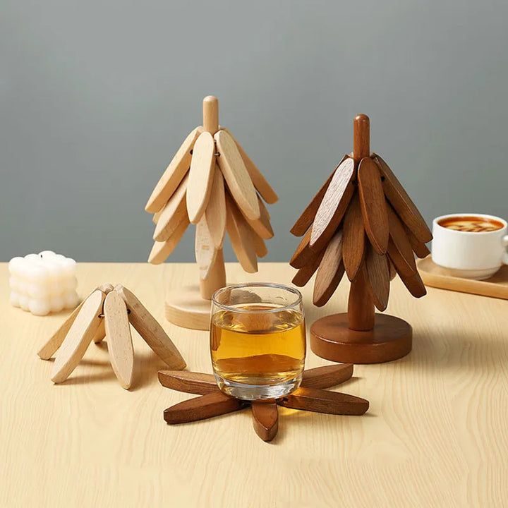 Set di Sottobicchieri in Legno a Forma di Albero