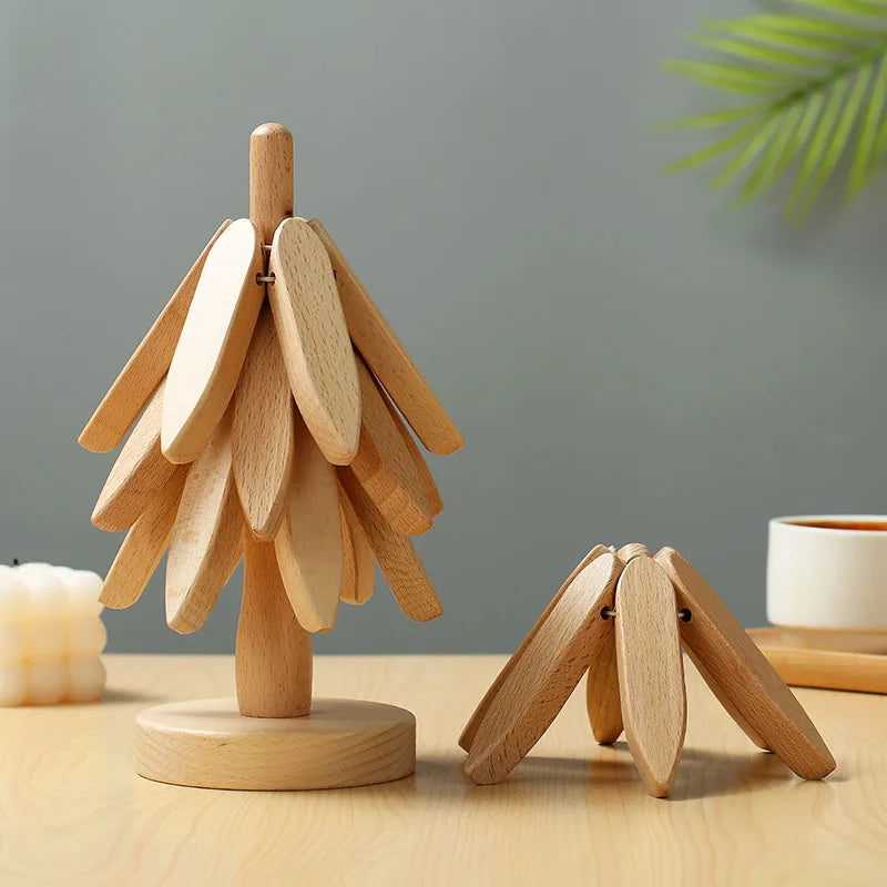 Set di Sottobicchieri in Legno a Forma di Albero