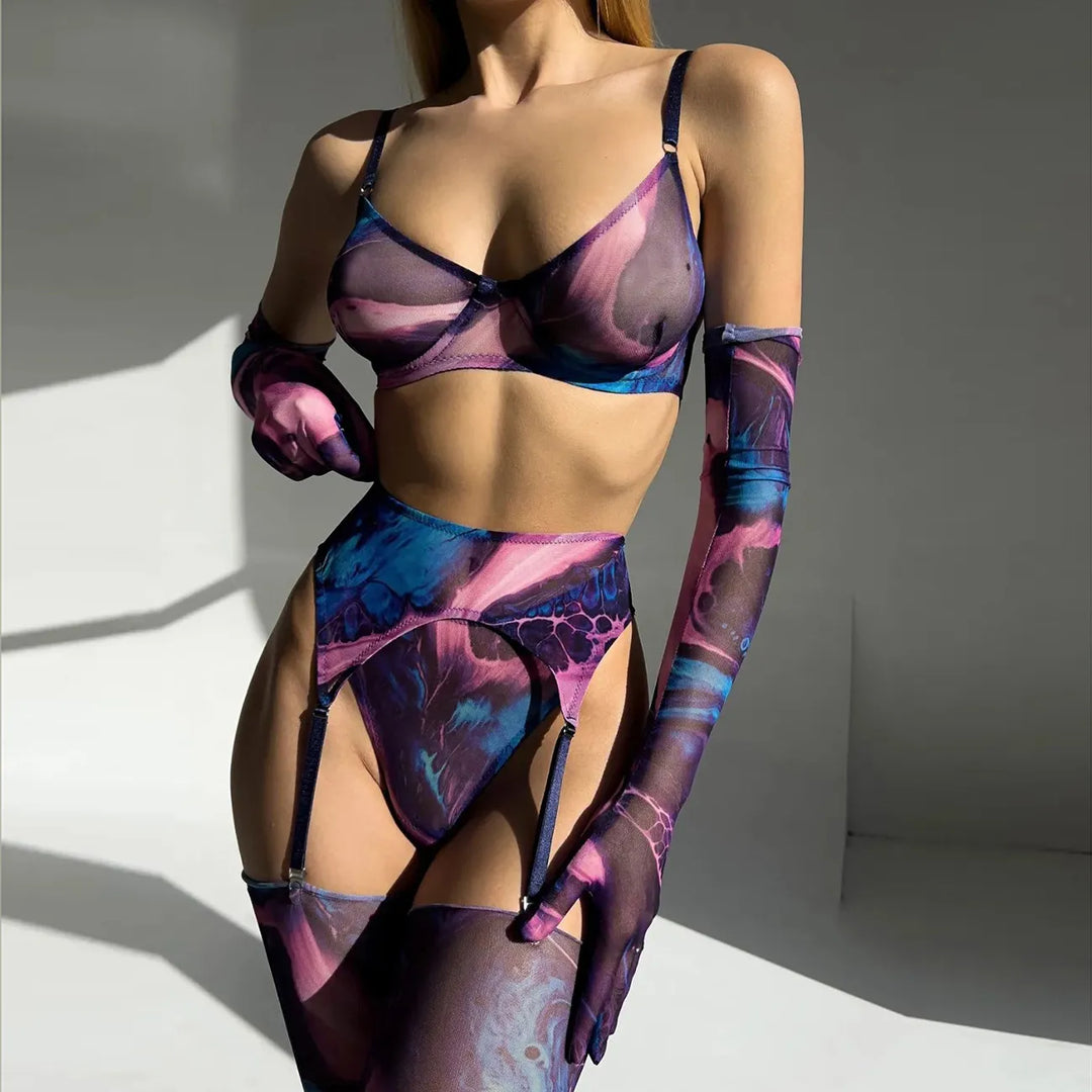 Demano™ | 5 Piece Tie Dye Lingerie Set