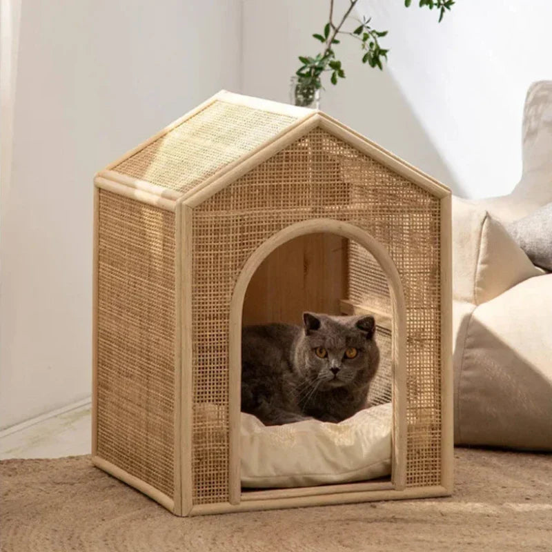 Casa per Animali in Rattan di Lusso