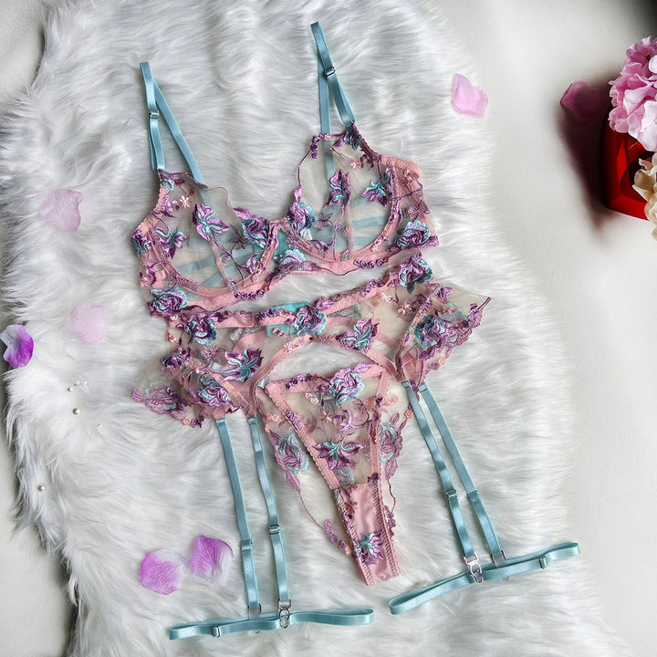 Demano™ | 3 Piece Floral French Lingerie Set