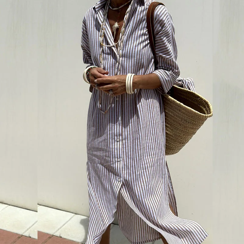 ELLE - STRIPED SHIRT DRESS 