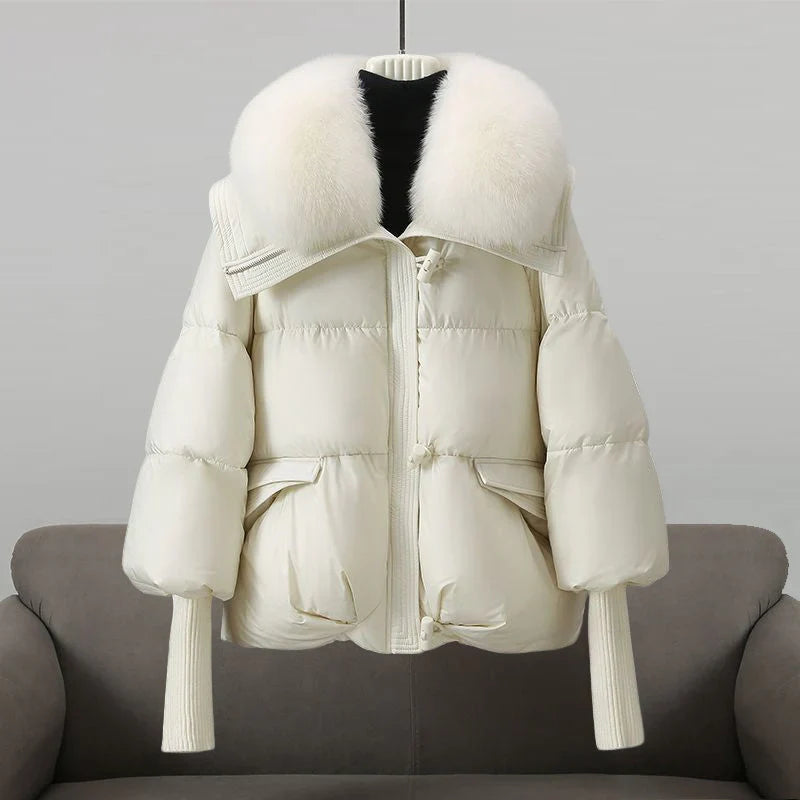 Demano™ Women's Winter Down Jacket with Fur Collar