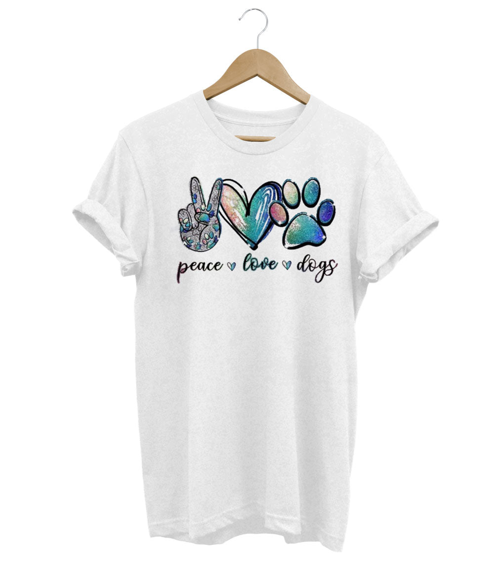 T-Shirt con Pace, Amore e Cani