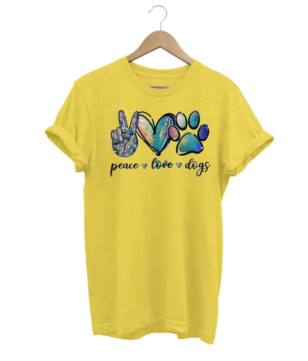 T-Shirt con Pace, Amore e Cani