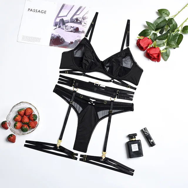 Demano™ | 3 piece French lingerie set 