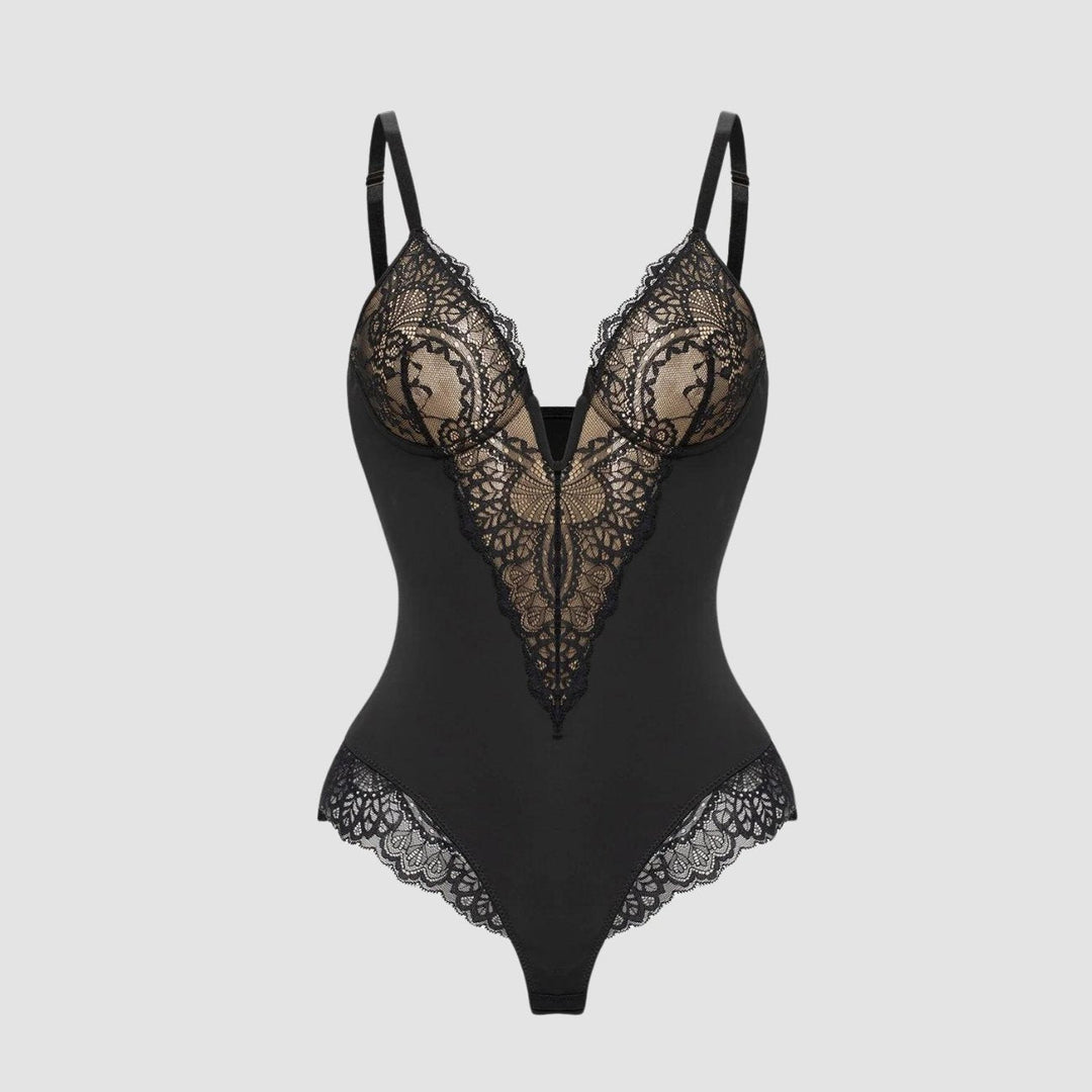 Demano™ | Deep V-Neck Lace Shapewear Bodysuit