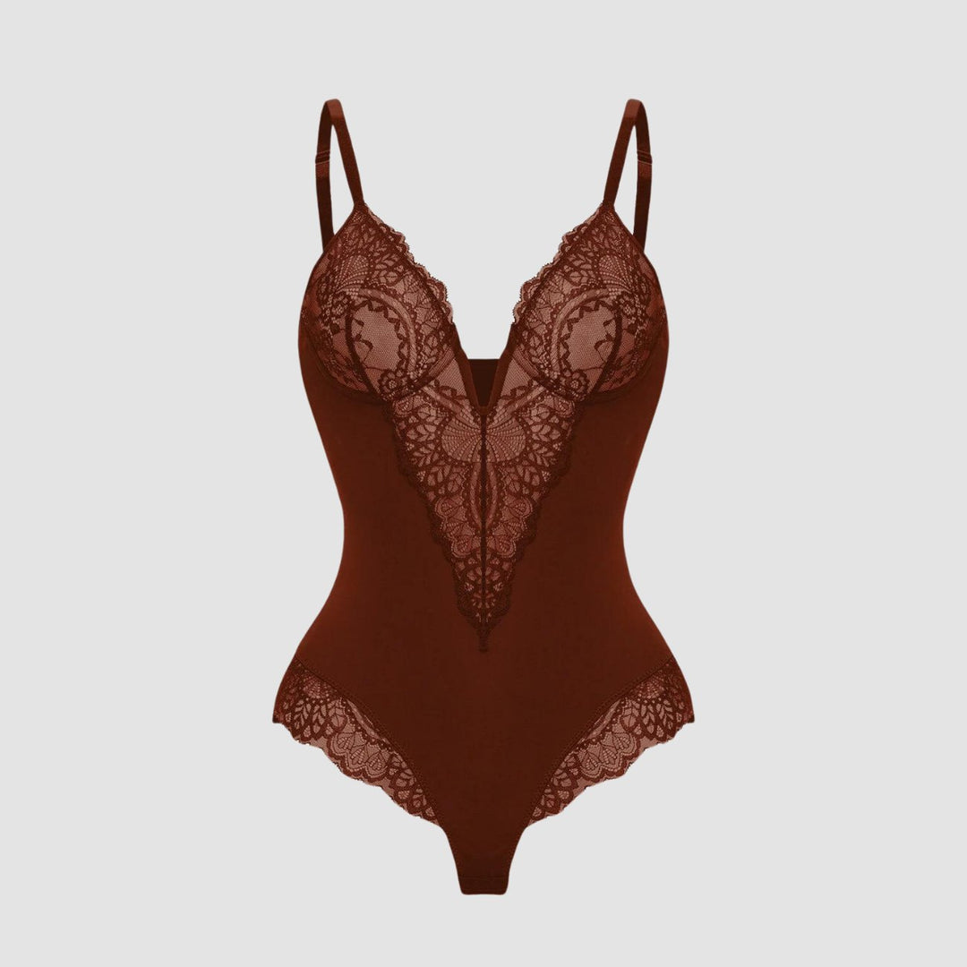 Demano™ | Deep V-Neck Lace Shapewear Bodysuit