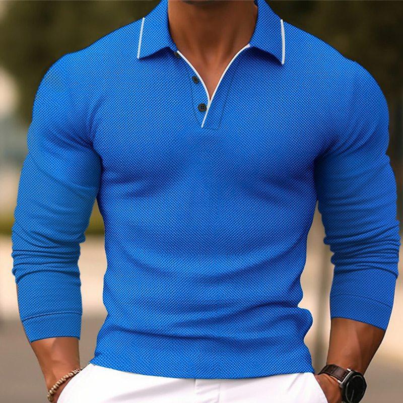 Polo Shirt da Uomo a Maniche Lunghe Slim Fit in Colore Unito 54171993Y