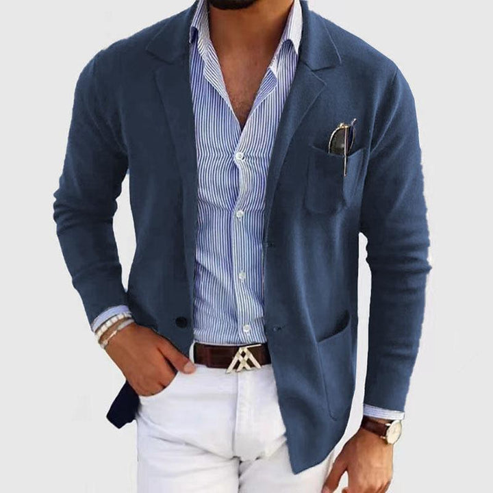 Blazer Slim-Fit In Maglia Da Uomo Con Rever A V, Unico Petto 24243077M