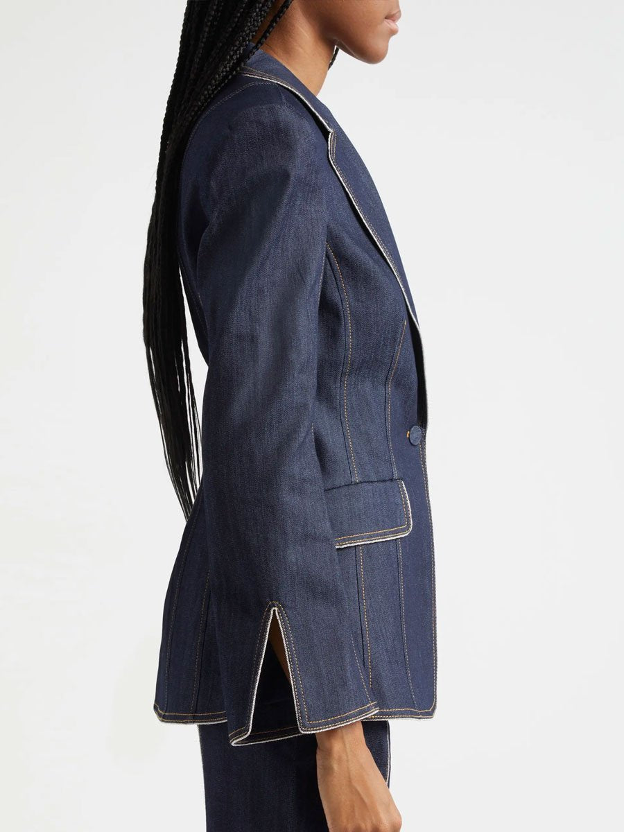 【Spedizione in 24 ore】Blazer in denim a maniche a campana e con spacco, slim fit retro