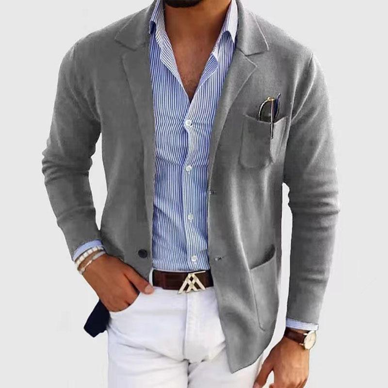 Blazer Slim-Fit In Maglia Da Uomo Con Rever A V, Unico Petto 24243077M