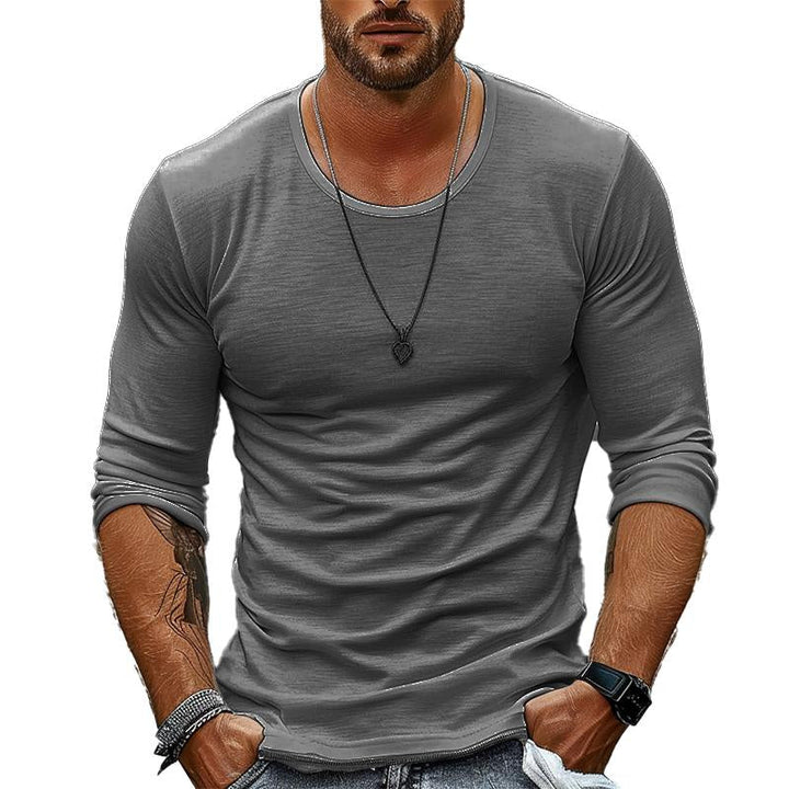 T-Shirt da Uomo Casual a Manica Lunga Collo Rotondo in Colore Unito 94867816X