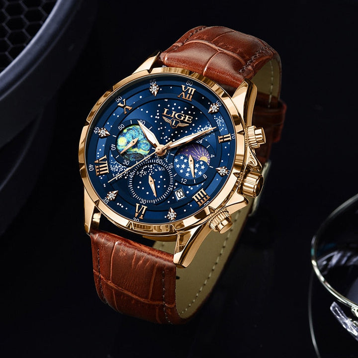 Elegante Orologio con Fase Lunare