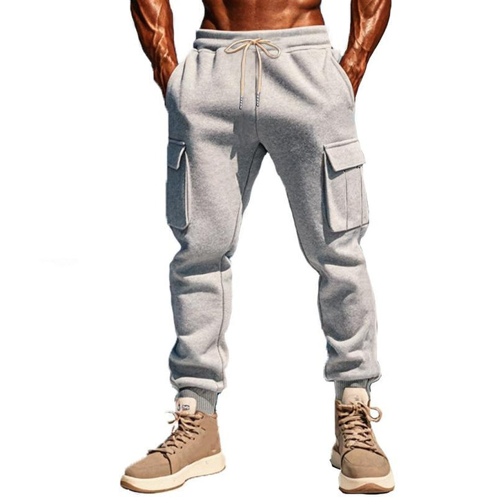 Pantaloni Sportivi da Uomo in Pile Monocromatico con Vita Elastico e Multi-tasche 92171594Z