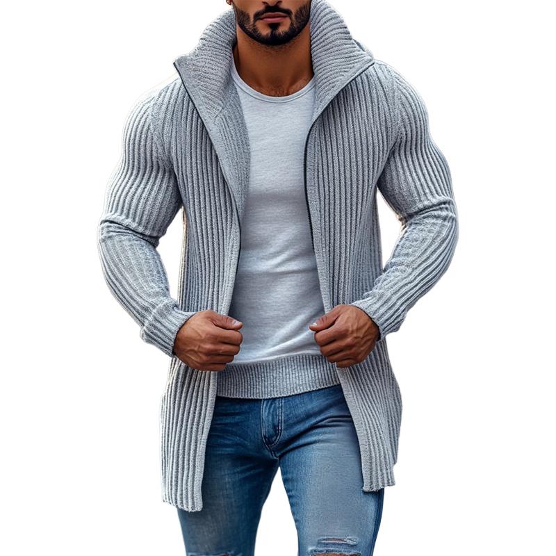 Cardigan Maglione a Collo Alto da Uomo a Righe Lunghe 70689538Z