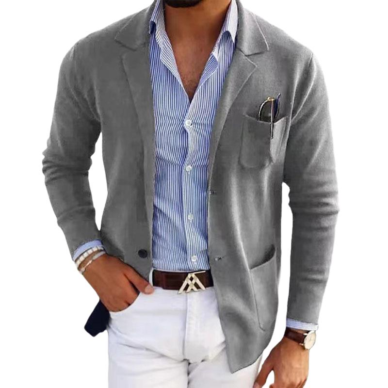 Blazer Slim-Fit In Maglia Da Uomo Con Rever A V, Unico Petto 24243077M