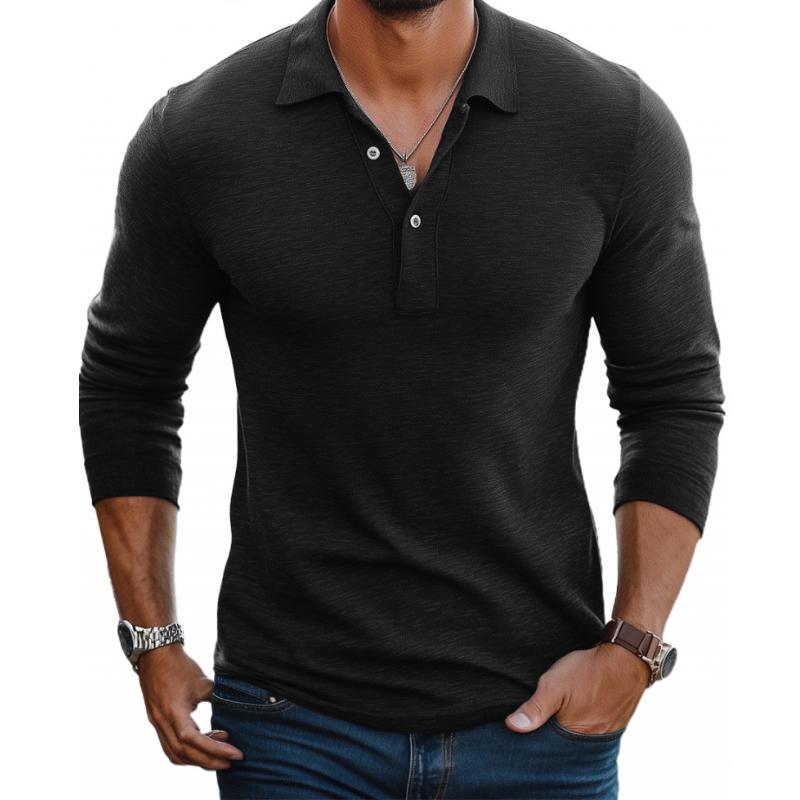 Polo Shirt Slim Fit a Maniche Lunghe in Cotone Mistoe Casual da Uomo 88616993M