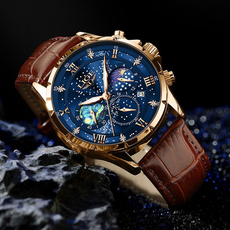 Elegante Orologio con Fase Lunare